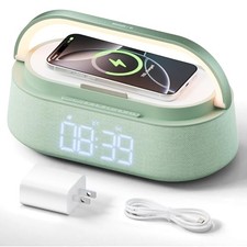 Bluetooth Speaker with Fast Wireless Charger,FM Radio,Touch LED Night Green