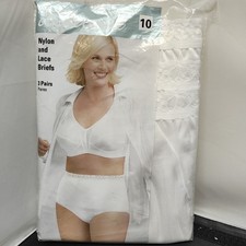 Underscore Women's 3 Pack Size 10 3XL Nylon And Lace Briefs JCP White