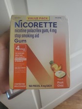 A Nicorette Nicotine Gum Stop Smoking Aid, 4mg, 160 Count Exp 1/2028 Fruit Chill