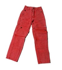 Vintage 90s Guess Kids Denim Red Pockets Cargo Youth Sz 8 Made in USA New