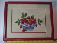 Set of 4 Needlepoints Professionally Framed and Matted - Good Condition