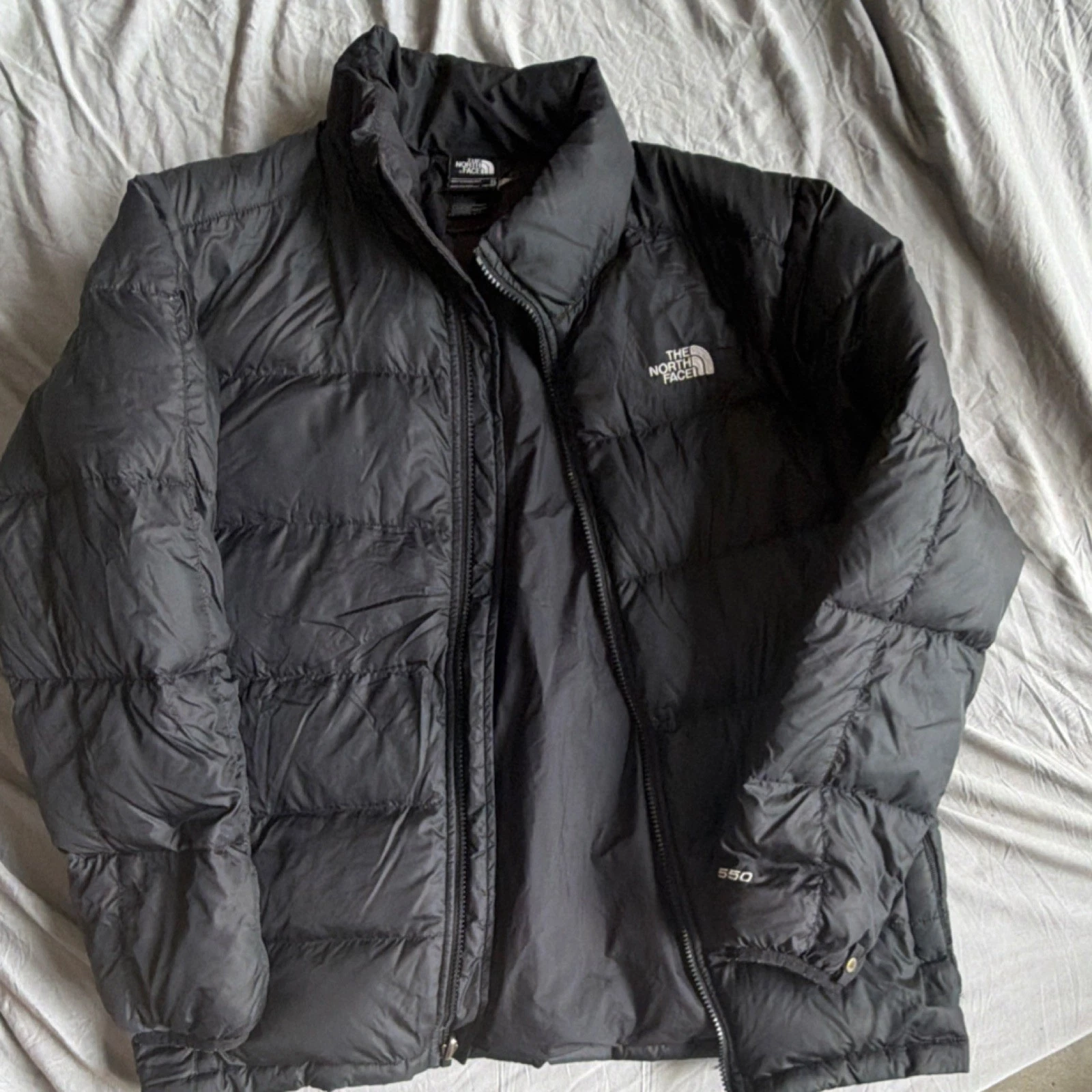 The North Face Boys XL Black 550 Puffer Jacket Nylon Zip Insulated Outdoor