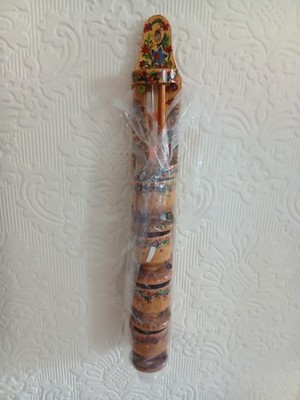 Volkskunst Vintage 50er handbemalt Holzregal Eieruhr 4 Eierbecher wandhängend neu andere