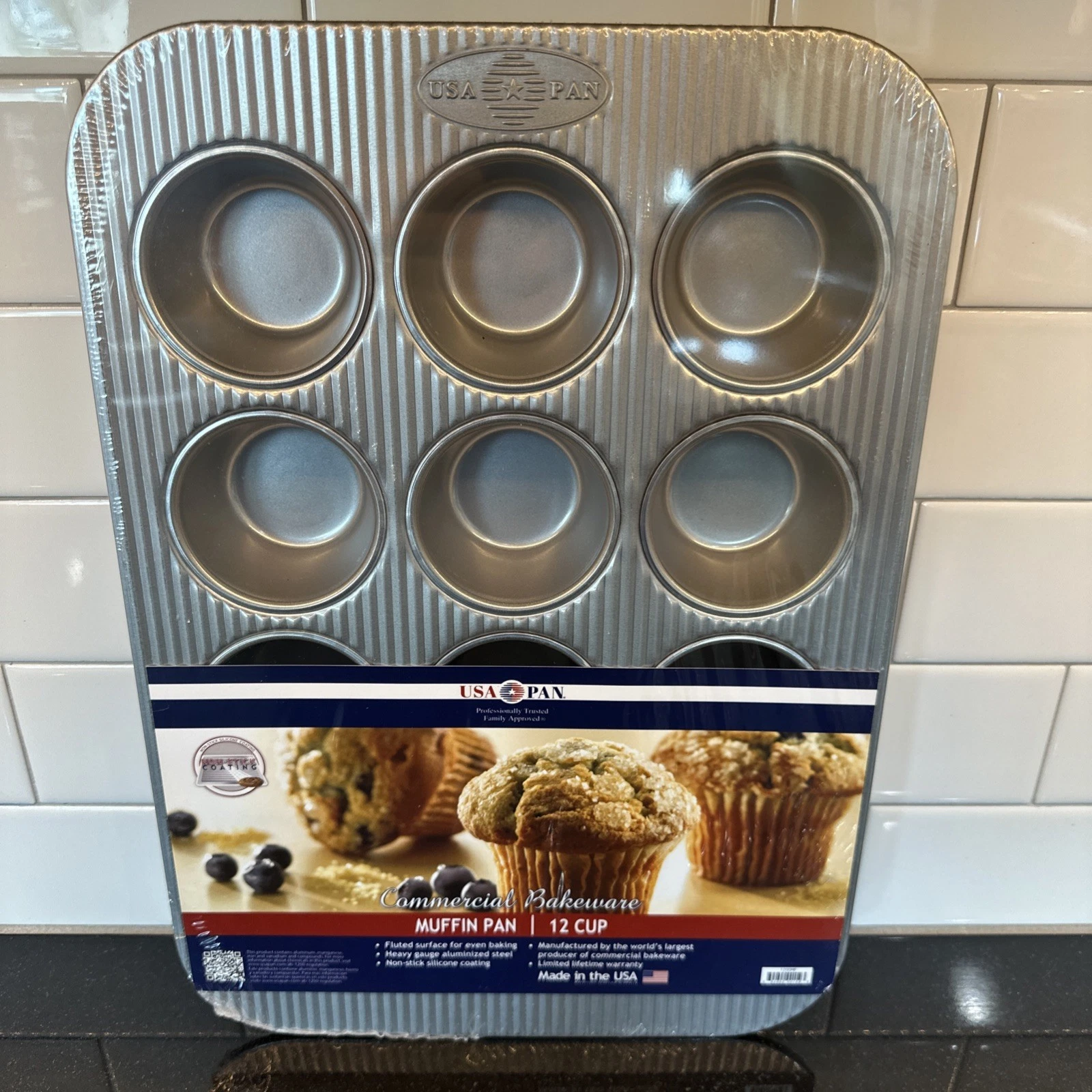 USA Pan 12 Cup Muffin and Cupcake Pan Nonstick Aluminized Steel Made in USA