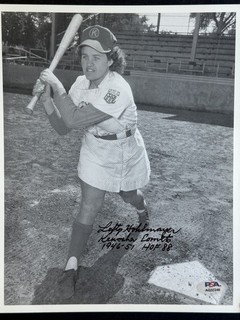 Alice "Lefty" Hohlmeyer scritta signore del baseball firmata foto 8x10 PSA/DNA