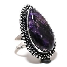 Ring Russian Charoite Gemstone 925 Sterling Silver Jewelry Size 8.5 Z688