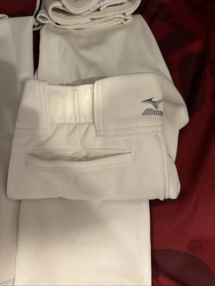 Lot of 4 Youth Medium Mizuno Performance Long Baseball Pants White and Grey - Image 2 of 4