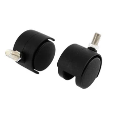 Office Chair 10mm Thread Stem 1.5 Inch Dia Dual Wheels Swivel Caster 2 pc