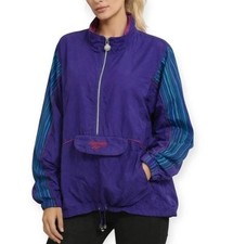 Vintage 90  s Reebok 1/2 Zip Windbreaker Purple Blue Colorblock Womens Size Large