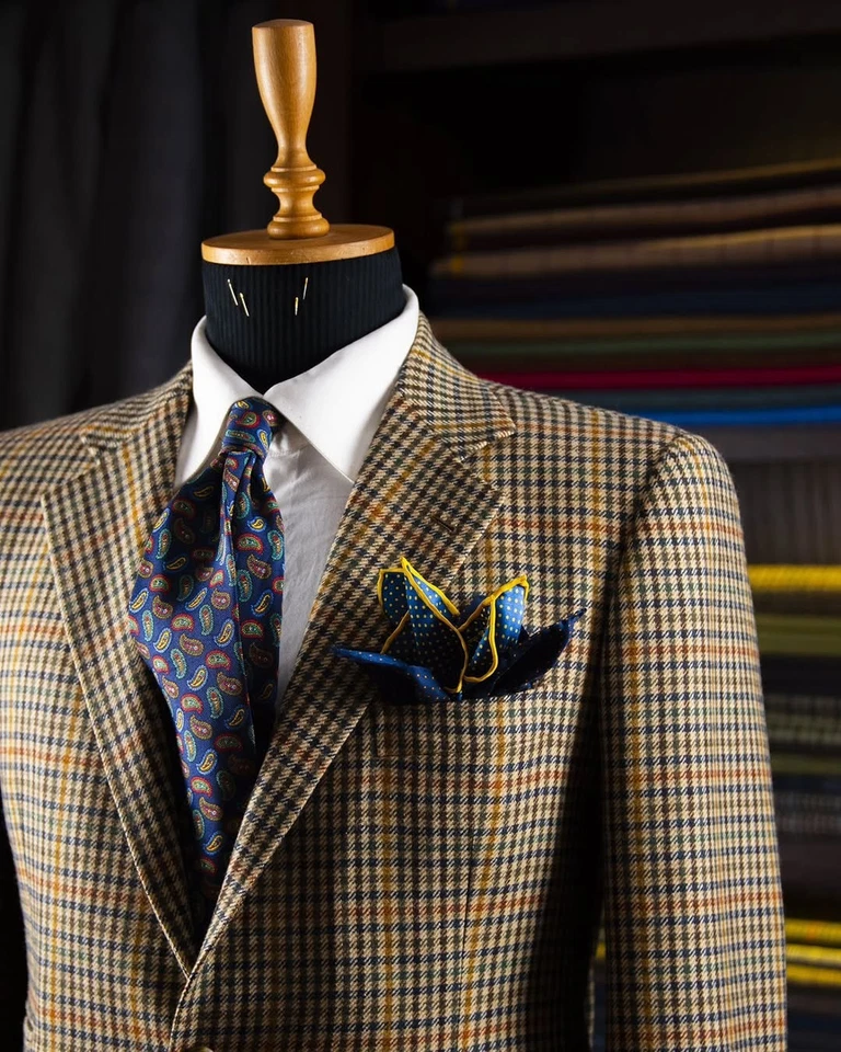 Plaid Men Blazers Jackets Slim Fit Formal Notch Lapel Groom Prom Single Breasted - Image 4 of 4