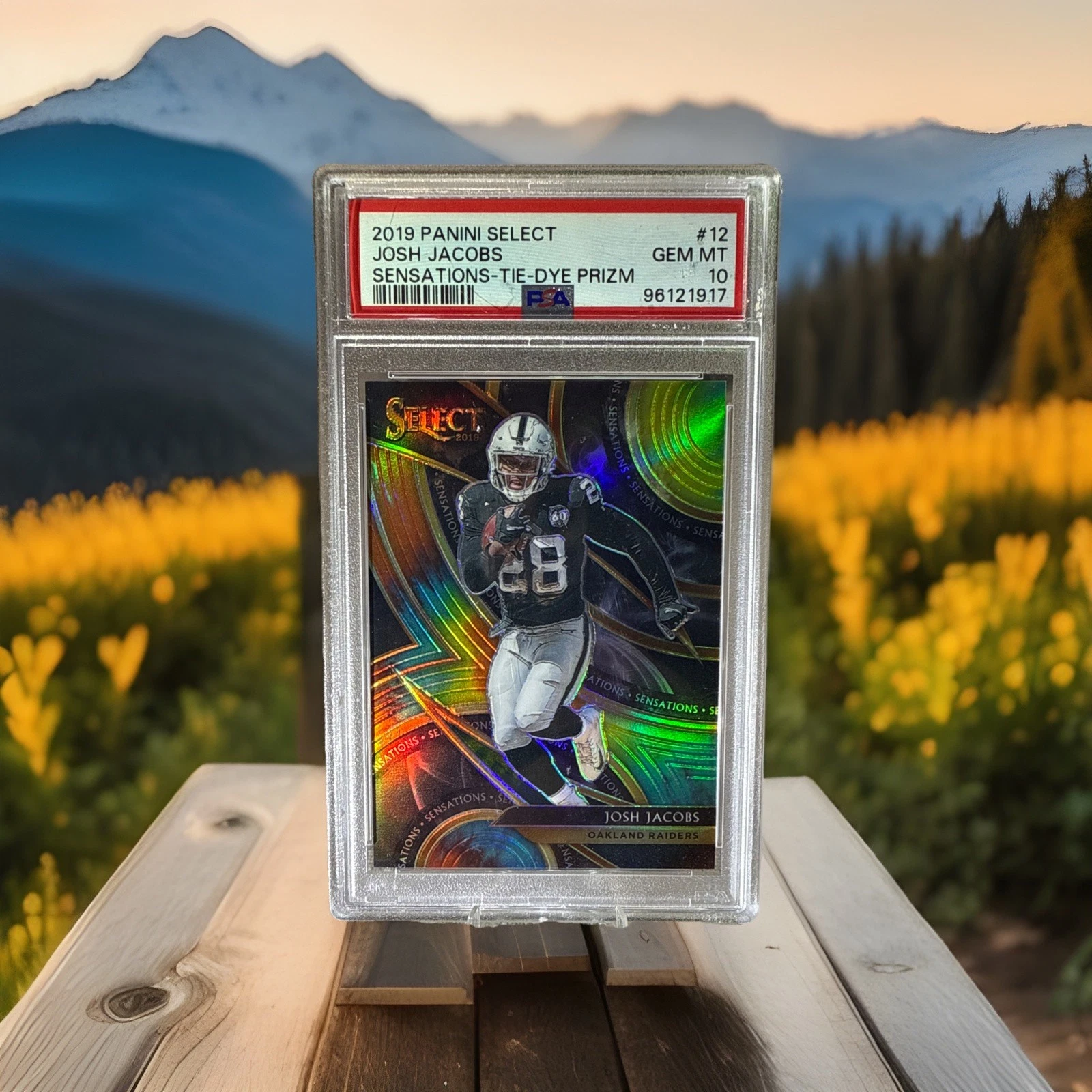 Josh Jacobs Panini Select Sensations #12 Tie-Dye Prizm