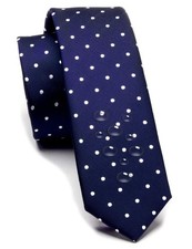 Skinny 2"   5cm    Casual Wedding Ties for Men Fashion Slim Navy Blue and White