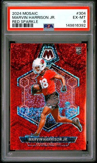 2024 Panini Mosaic Rookies Marvin Harrison Jr. #304 Red Sparkle Prizm (RC) PSA 6