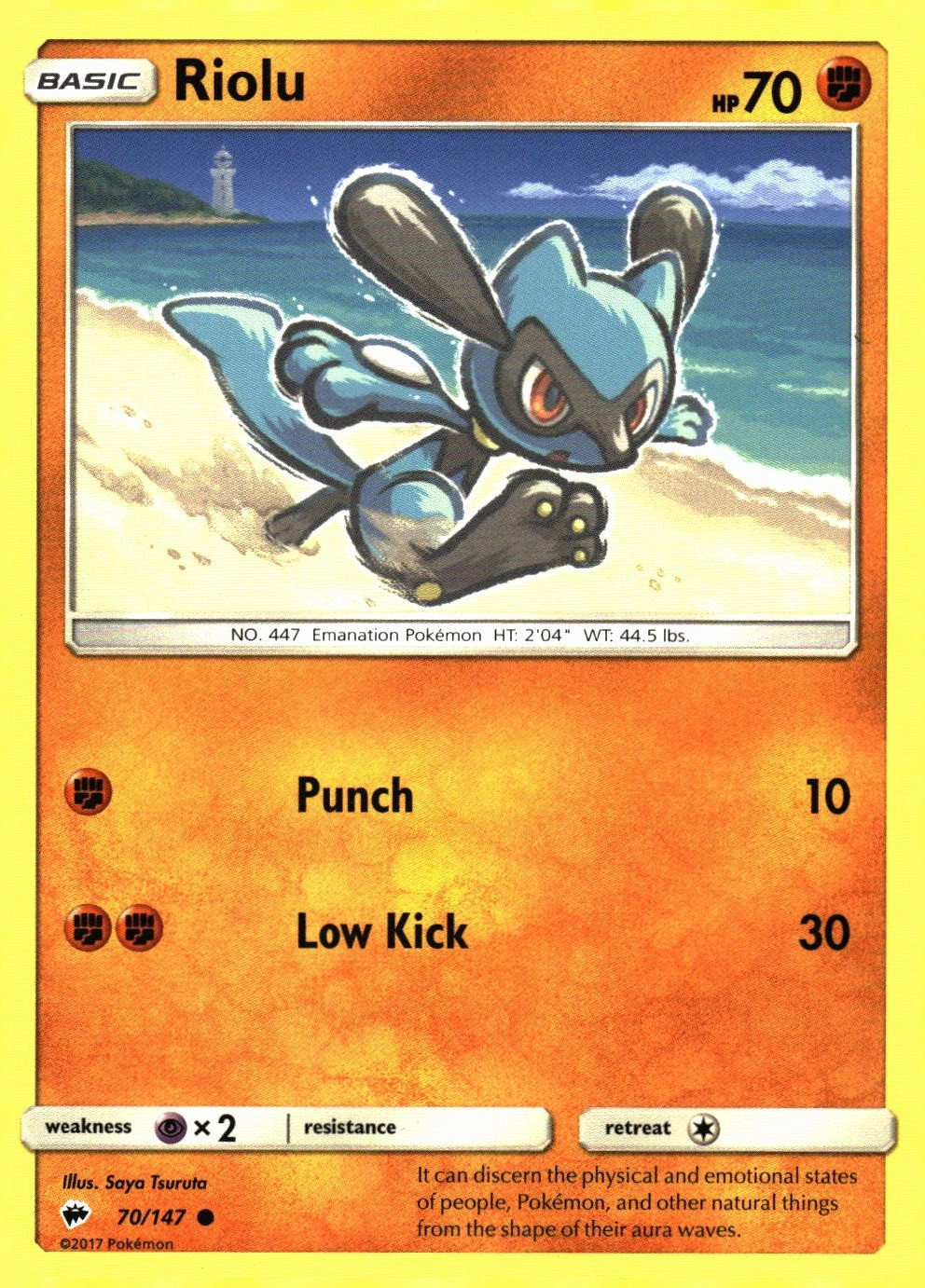 Riolu 70/147 Burning Shadows Common NM Pokemon TCG