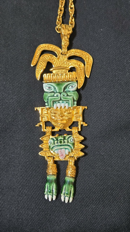 Vintage Salvador Teran for Marbel Aztec warrior necklace