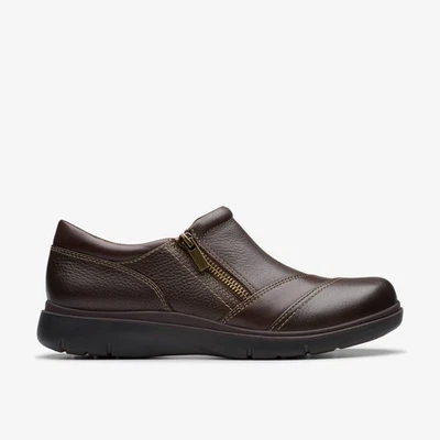 Clarks Womens Certina Pure Dark Brown Leather Slip Ons Leather Casual - Image 1 of 4