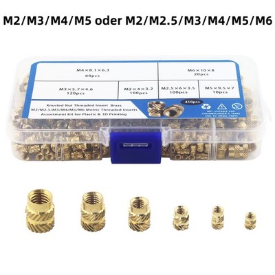 M2 - M5 / M2 - M6 Gewindeeinsatz Set für 3D Druck Einpressmutter Gewindeeinsatz