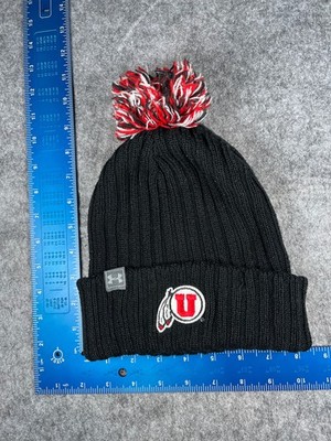 Utah Utes Under Armour Beanie Toque Adult One Size Black Ribbed 100% Acrylic Pom