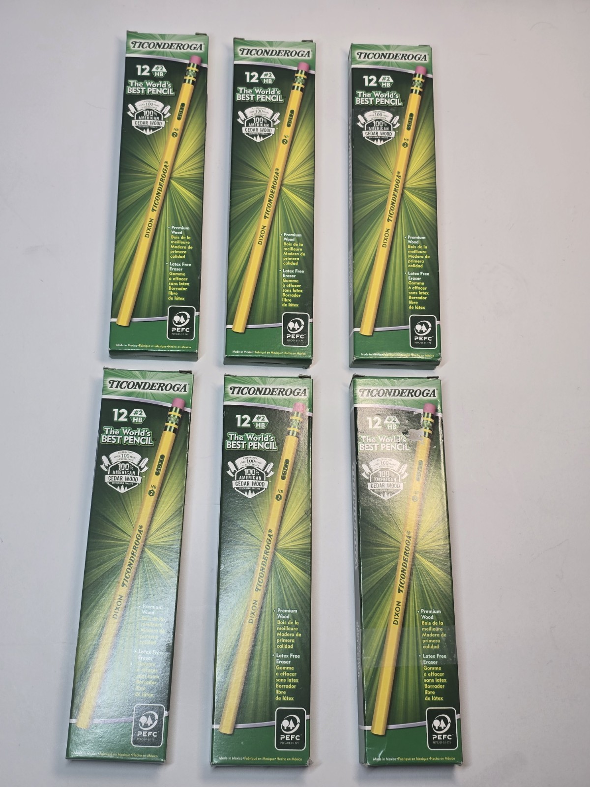 6 Boxes Dixon Ticonderoga Woodcase Beginner Pencil, Number 2 Yellow, 12 Count 