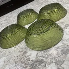 VTG Anchor Hocking Soreno Avocado Green Salad Bowls - Set of 4 Bark Pattern