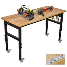 Adjustable Workbench with Wheels 48x24 Inches-Heavy Duty Adjustable Height NEW