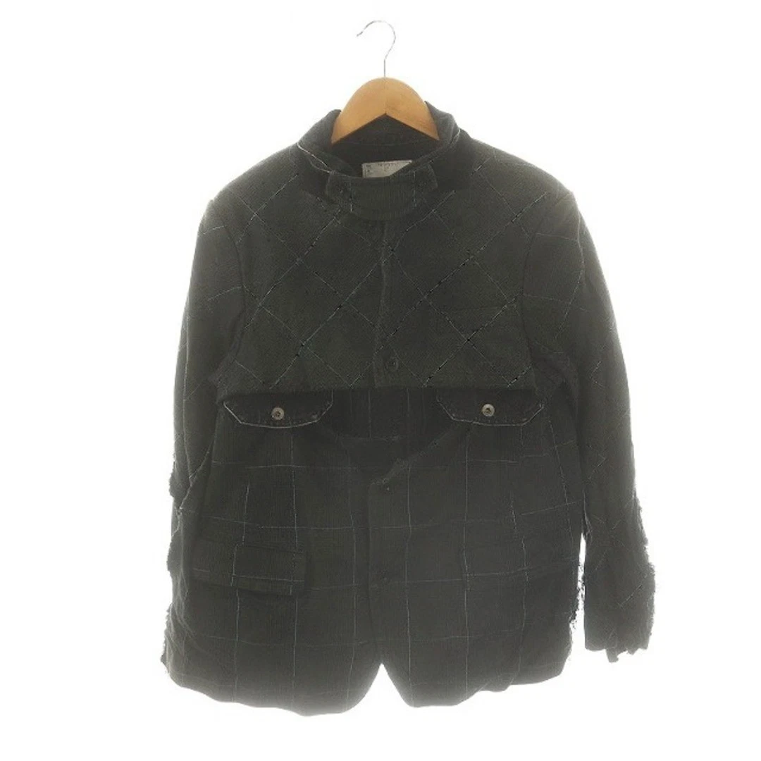 Sacai 19SS Docking Giacca Denim Plaid 2 Verde Scuro Nero Aqua MI Usatof6ce5