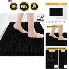 Upgrade Luxury Black Bathroom Rug Mat 32"x20", Ultra Soft Thick Absorbent Bat...
