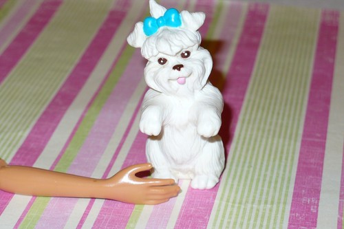 Mattel Barbie Doll Accessory PET PALS WHITE WESTIE Puppy Dog Blue Bow Skipper