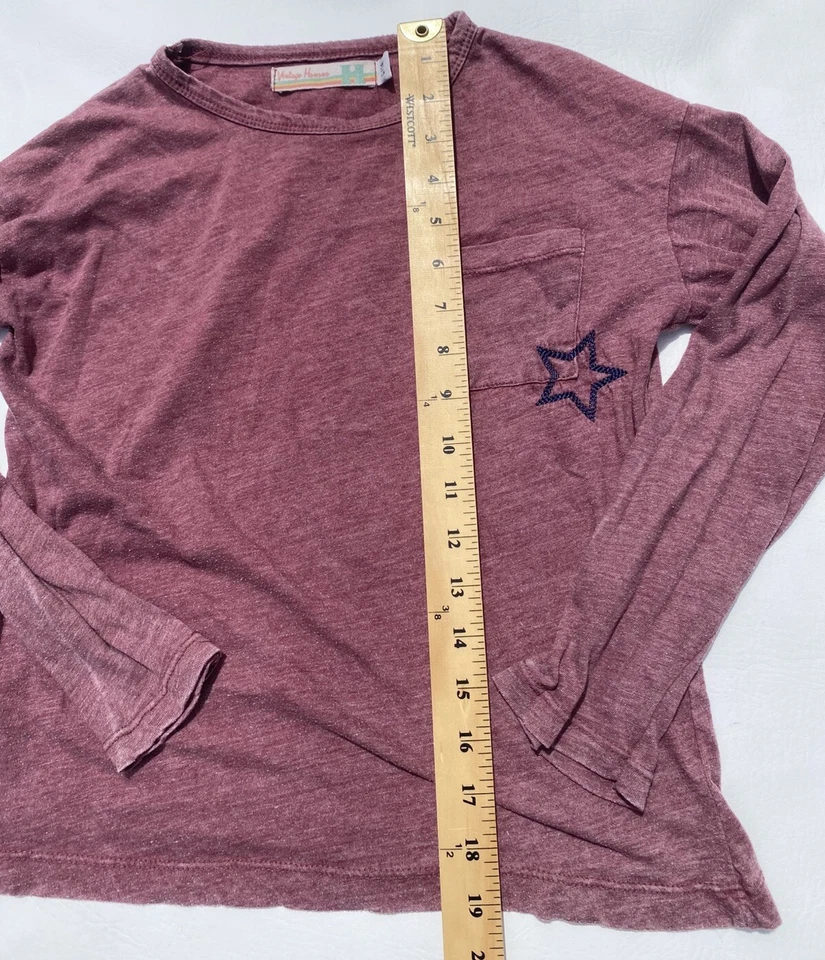 Vintage Havana Meninas Tamanho 14/L Manga Longa Rosa Mauve Bordado Bolso Estrela - Imagem 2 de 4