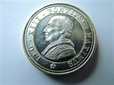 MEDAGLIA ARGENTO PAPA LEONE XIII BENE MERENTI SPL