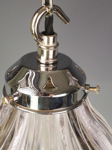 Original Holophane Pendant Ceiling Light – Vintage Industrial Glass Shade - Picture 5 of 6