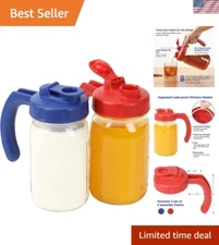 2 Pack Wide Mouth Mason Jar Lids Plastic Airtight Easy Pouring Handle Pitcher