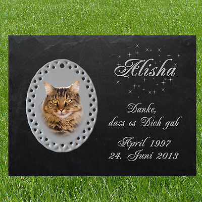 Personalisiert Schiefer Tiergrabstein - Gravur Für Hund/Katze, Wetterfest