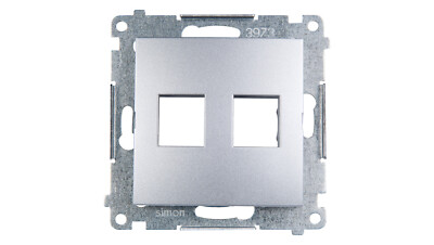 Simon 54 Abdeckung Doppel-ICT-Buchse 2xRJ Keystone, flach, silber matt