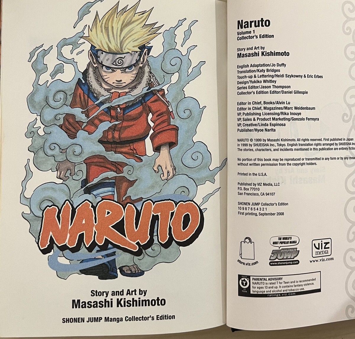 Naruto Volume 1 Hardcover Collector's Edition Rare Limited Manga
