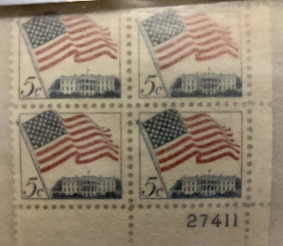 US Plate Block 1963 50 Star Flag White House #27411 Lower Right Sealed Envelope - Image 3 of 3