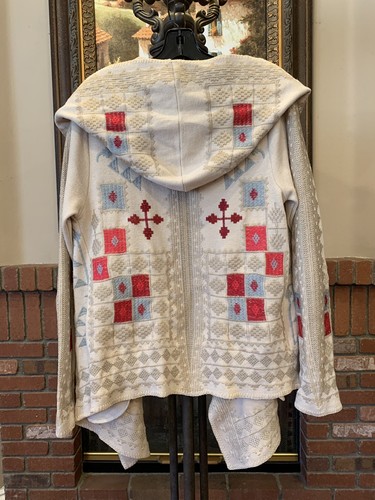 NWT Johnny Was Biya Embroidered Hooded Wrap Duster Cardigan Size S - Picture 2 of 9