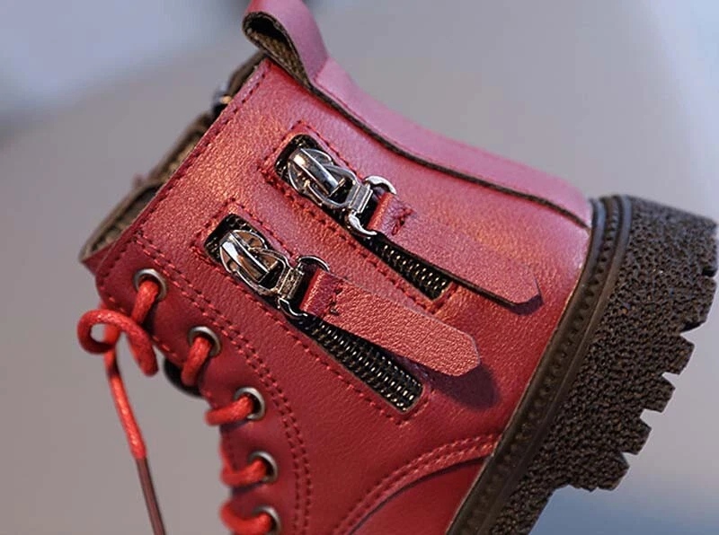 Toddler Kid Girl Boy Shoes Ankle Boots Baby Child Waterproof Lace Warm Fur Shoes - Image 4 of 4