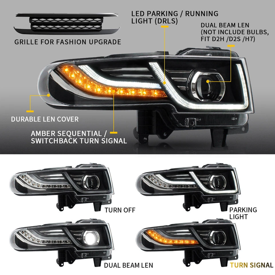Par de faros LED con rejilla negra VLAND para Toyota Fj Cruiser 2007-2015 2008 Foto 2 de 4