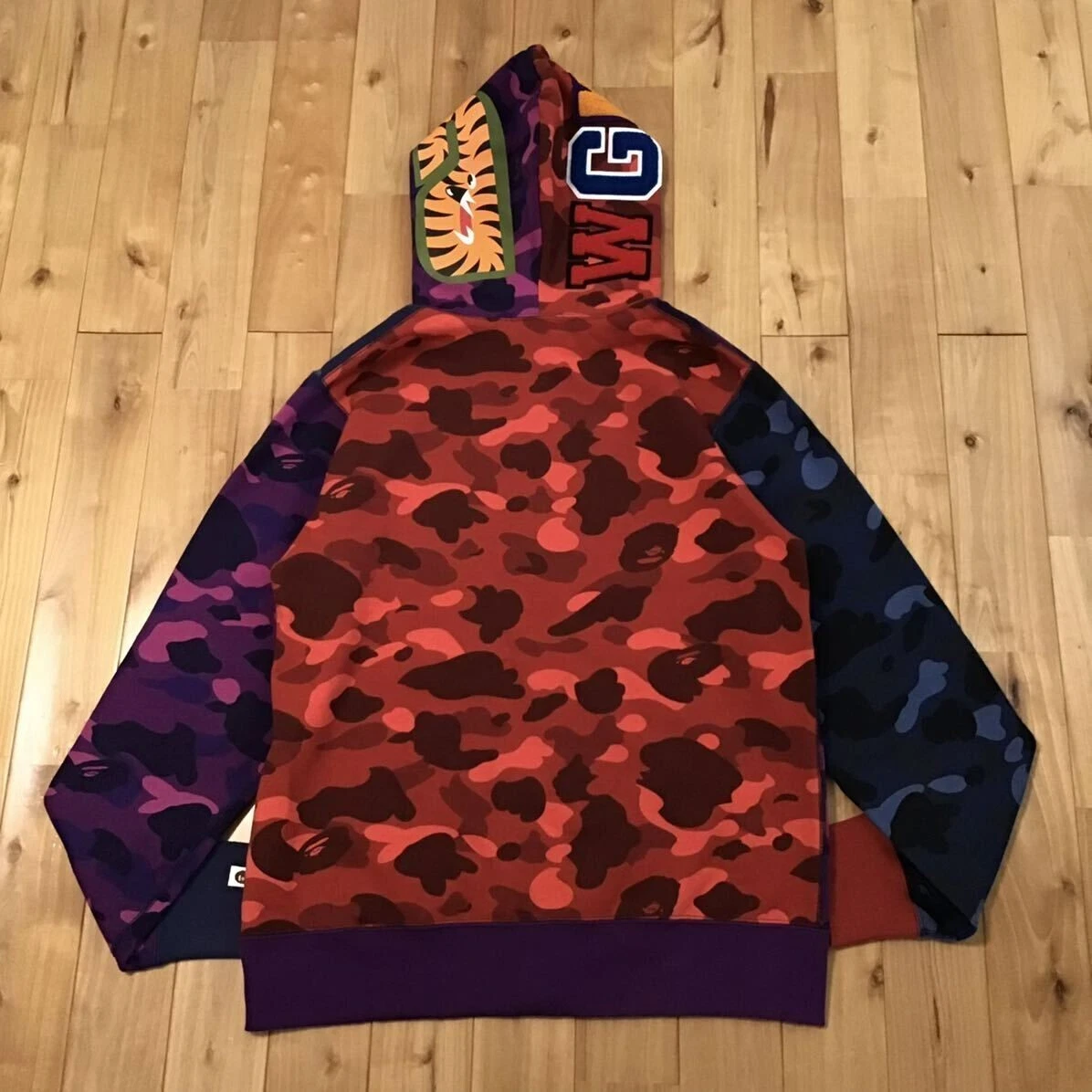 A BATHING APE (BAPE) Felpa con cappuccio uomo A Bathing Ape BAPE Shark full zip mimetica pazza taglia XL USATA