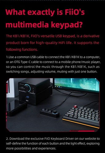 FiiO KB1K Mechanical Music Remote Keyboard - Picture 20 of 22