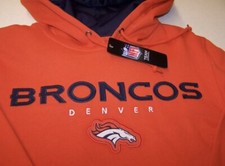 Denver Broncos Orange Hooded Embroidered Sweatshirt Medium New w Tags