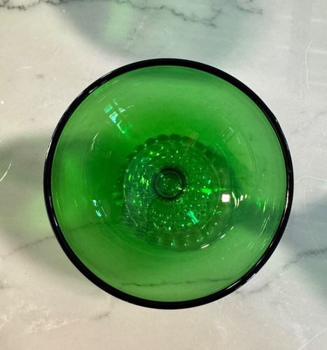 3 Vintage Anchor Hocking Green Glass Bubble Champagne Glasses Mid Century Perfec - Picture 4 of 11