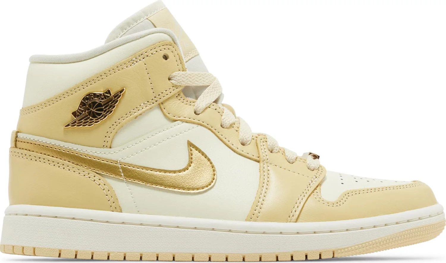 Кроссовки Nike WMNS Air Jordan 1 Mid SE бледно-ванильного цвета с белым золотом FB9892-200 Женские 9