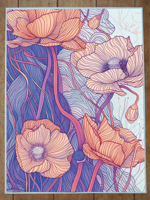 Art Nouveau Flowers Illustration Poster 18x24in