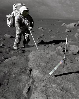 HARRISON SCHMITT APOLLO 17 ASTRONAUT RETRIEVING LUNAR SAMPLE 8X10 NASA PHOTO