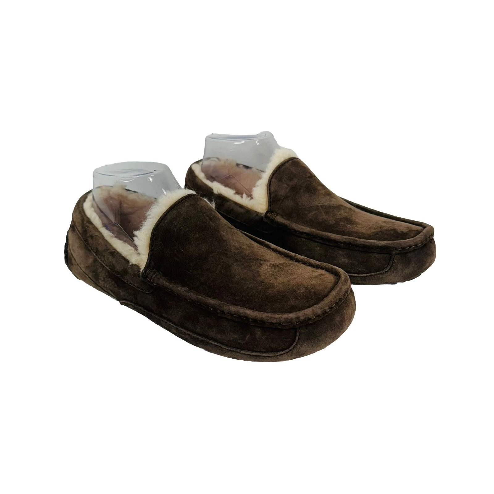 Ugg Ascot Pantofole Pelle di Pecora Scarpe Marrone Scamosciato SN5775 Pelle Uomo Taglia US 7