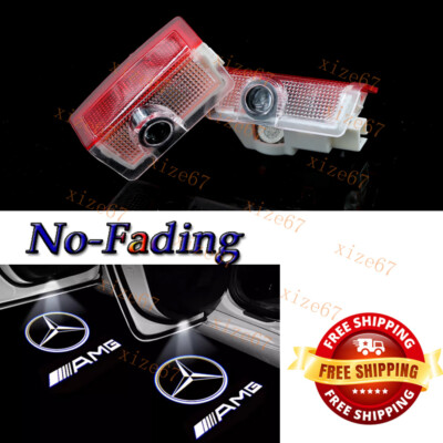 2x No fading Door Light LED Projector 3D Ghost Shadow For MB A/B/C/E/GLA/GLC/GLE