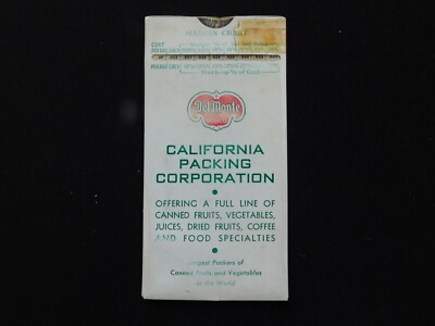 Vtg Del Monte California Packing Corporation Price Mark Up Margin Chart Slide