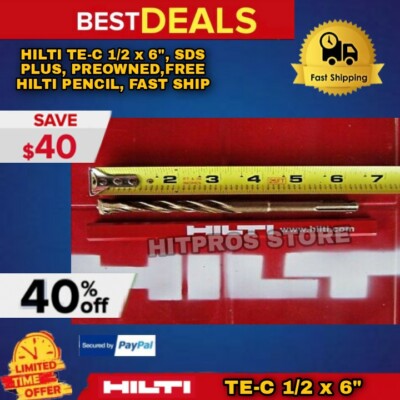 HILTI TE-C 1/2 x 6'', SDS PLUS, PREOWNED,FREE HILTI PENCIL, FAST SHIP